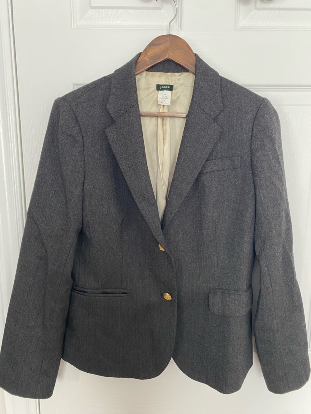 J. Crew Dark Gray Wool Blazer with Gold Buttons